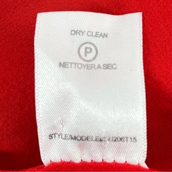 Robert Rodriguez Cherry Red Silk V-Neck Draped Dolman Sleeve Blouse Top - Picture 7 of 7